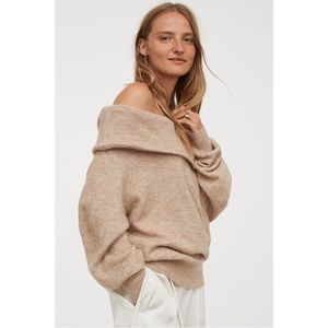 H&M Wool Blend Off the Shoulder Cowl Neck